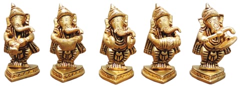 Brass Showpiece Ganesh Musical Set God Idol Statue (BS1649 C)