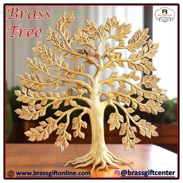 Brass Showpiece Tree God Idol Statue - 21.5*1*22.5 Inch (BS1569 E)