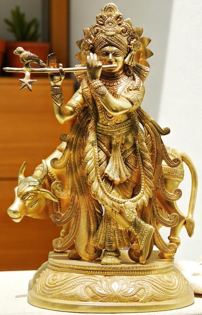 Brass Showpiece Ganesh & Laxmi Statue - 14*4.8*13 Inch (BS006)