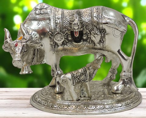 Aluminium Showpiece Cow Statue - 8*4.7*6 Inch (AS477 S)