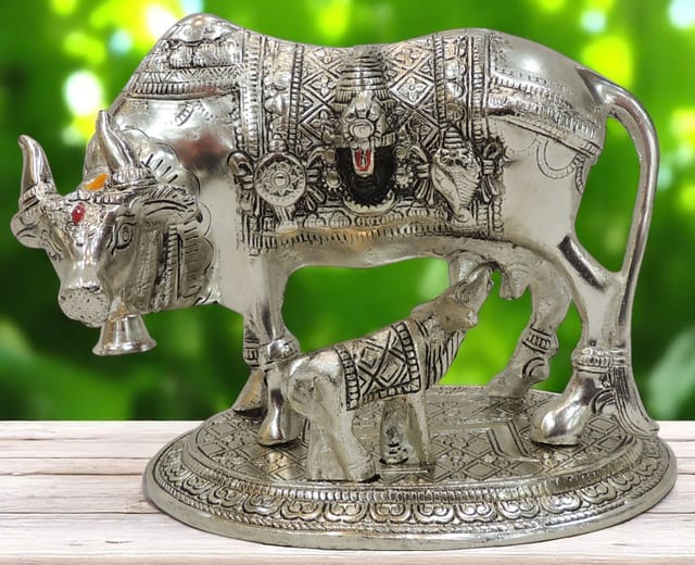 Aluminium Showpiece Cow Statue - 8*4.7*6 Inch (AS477 S)