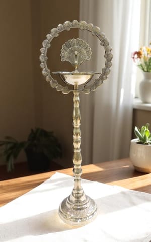 Brass Table Decor Peacock Deepak - 10.5*7*30 Inch (F656 M)