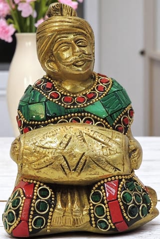 Brass Showpiece Male Musical Statue - 3*2.5*4.5 Inch (BS1830 A)