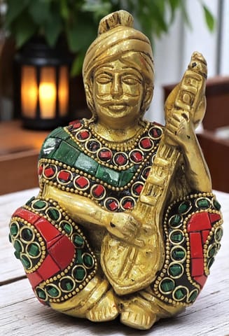 Brass Showpiece Male Musical Statue - 3*2.5*4.5 Inch (BS1830 C)