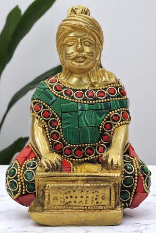 Brass Showpiece Male Musical Statue - 3*2.5*4.5 Inch (BS1830 E)