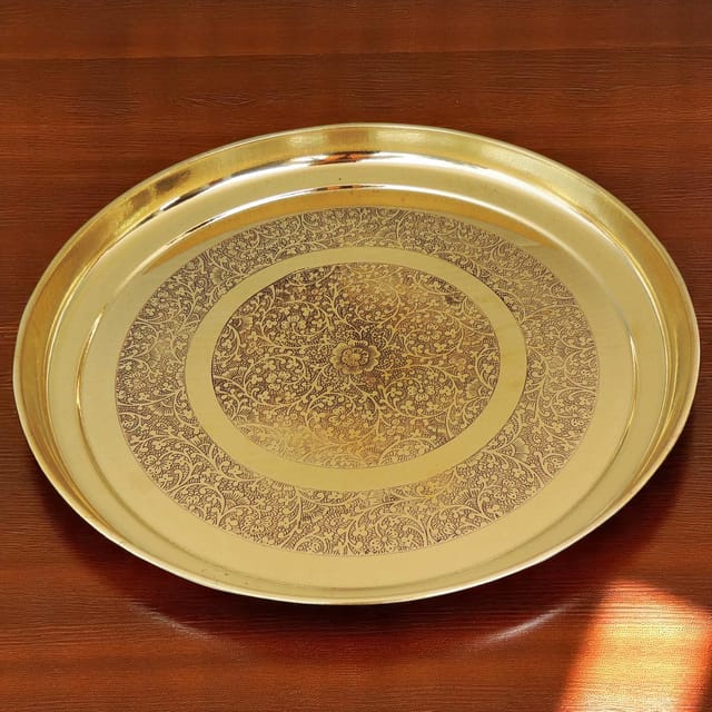 Brass Thali Embose Design - 11.5*11.5*1.2 inch (BC117 B)