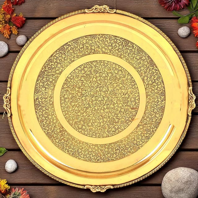 Brass Thali Embose - 12*12 Inch (BC166 B)