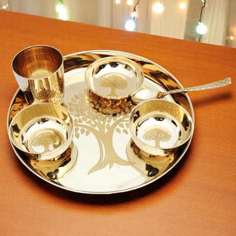 Pure Bronze, Kansa Thali, Dinner Set - 11*11*1.5 Inch (BC177 C)