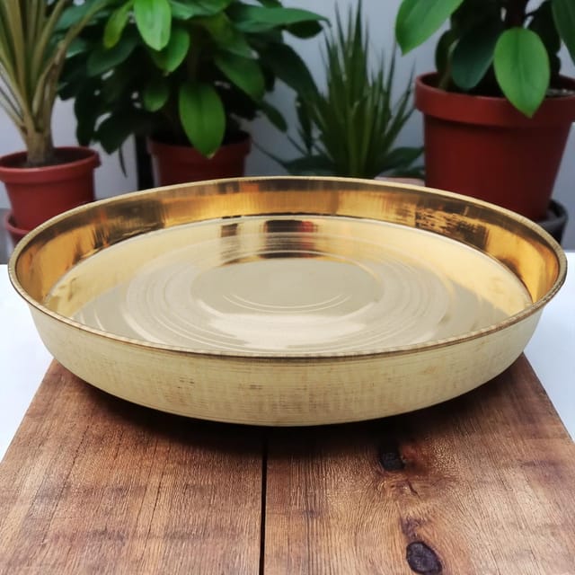 Brass Thali No. 12 With Brass Finish - 11*11*1.5 inch (Z441 F)