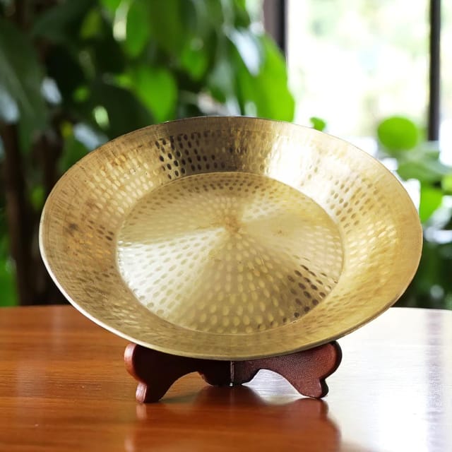 Brass Parat Gahari Deep Thali - 16 inch - 16*16*3.5 inch (Z442 A)