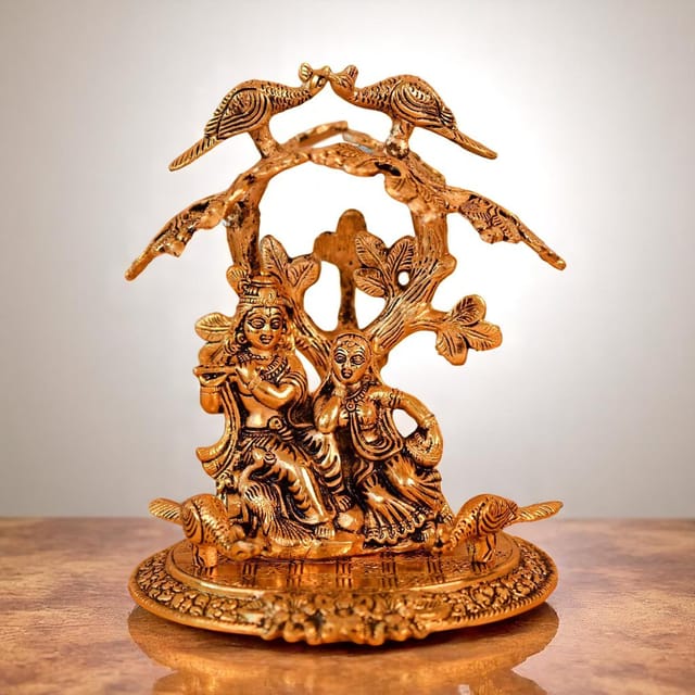 Showpiece Radha Krishna Statue Under Tree- 7.5*5.5*8 inch (AS134 G)