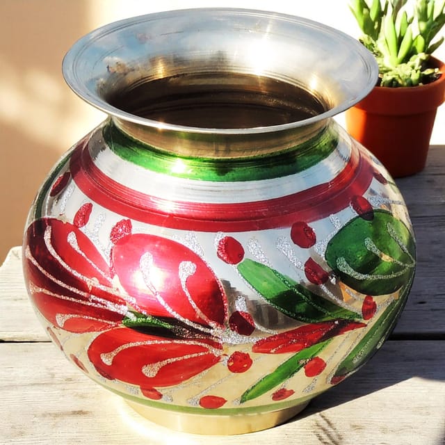 Brass Matki Colour No.16, 1.24 Liter - 6.5*6.5*5.6 inch (Z152 F)