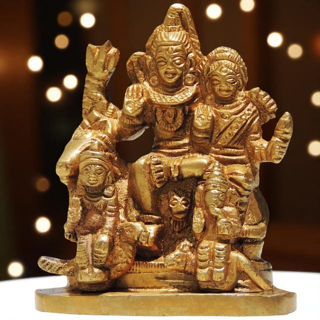 Brass Showpiece Shiv Parivaar Small Idol Statue  - 2.5*1*3 inch (BS346)