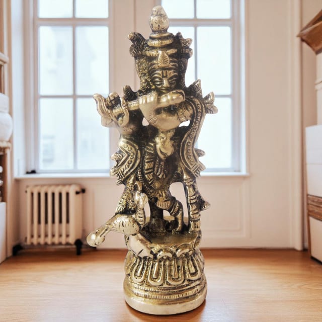 Brass Showpiece Krishna God Idol Statue  - 2*1.5*4.1 inch (BS1136 C)