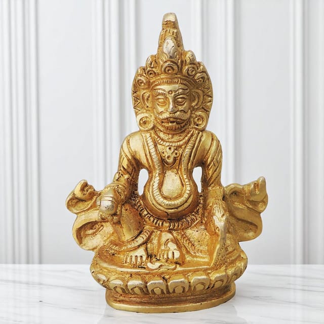 Brass Showpiece Kuber Ji God Idol Statue - 3*1.5*4.2 inch (BS396 F)