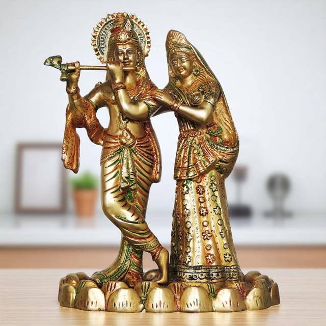 Brass Radha Krishna on Kamal Base-8*5*11 (BS687 A)