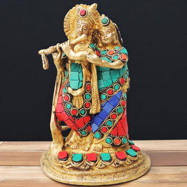 Brass Showpiece Radha Krishna God Idol Statue  - 5*3.5*7.5 inch (BS836 B)