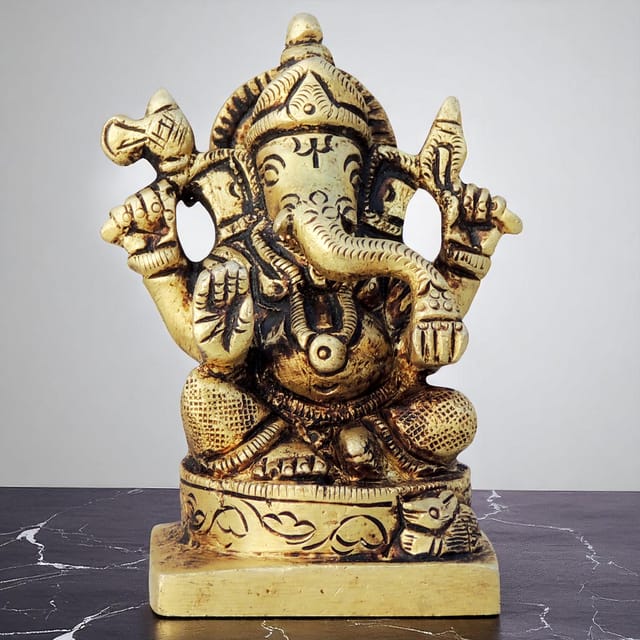 Brass Showpiece Ganesh Ji Statue - 2*1.5*3 Inch (BS1453 G)