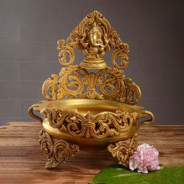 Floating Candle Pot Brass Metal Made - Home Decor Lord Ganesha figure Urli - 8*8*12 inch (BS1212 A)