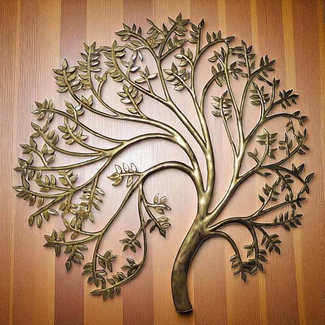 Brass Wall Hanging Showpiece Tree Statue - 44.5*0.8*44 Inch (BS1650 C)