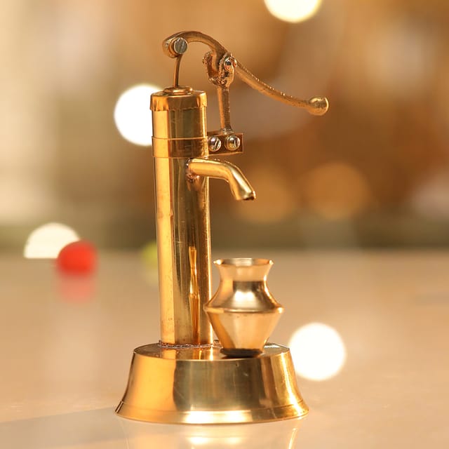 Brass Hand Pump Nal Miniature Tory fo Children Playing In Working Conditions - 3*3*5 inch (F037)
