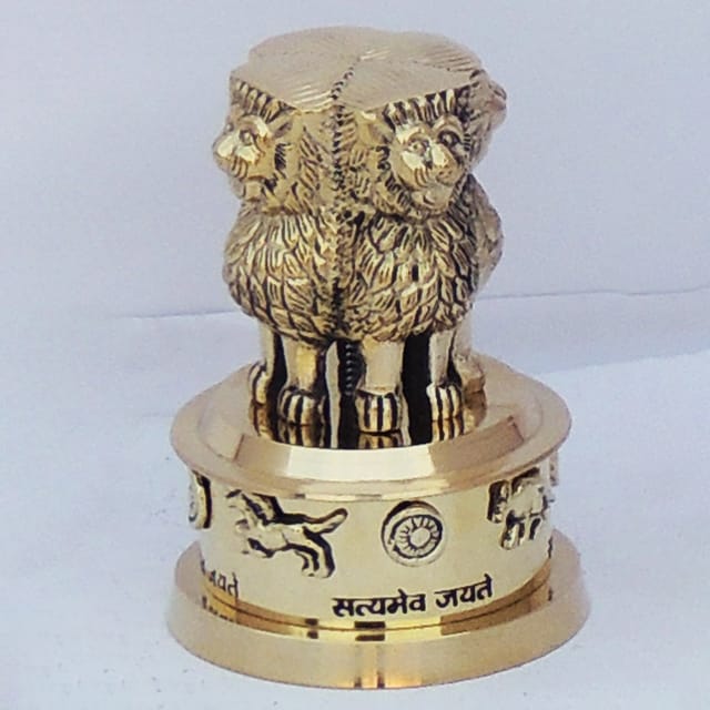 Brass Table Decor Showpiece Ahsok Lath - 3*3*4 inch (F670 D)