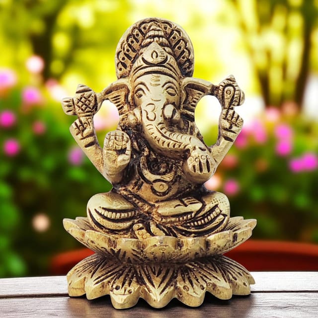 Brass Showpiece Ganesh Ji God Idol Statue - 2*2*3 Inch (BS1604 G)