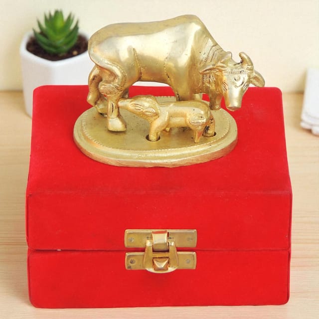 Brass Showpiece Cow Statue - 3*2*2.5 inch (BS391 X)