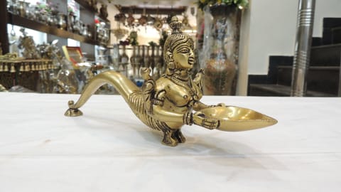 Brass Showpiece Snake Lady Deepak God Idol Statue - 10*3.2*4.5 Inch (BS1357 C)