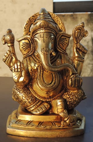 Brass Showpiece Ganesh Ji God Idol Statue - 4.5*2.7*5.5 Inch (BS1780 G)