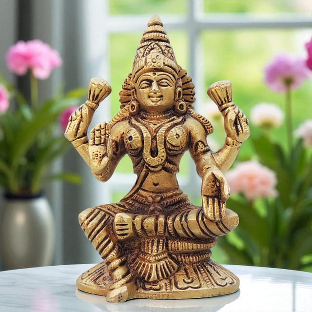 Brass Showpiece Laxmi Ji God Idol Statue - 2.5*2.5*5 inch (BS1041 L)