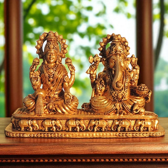 Brass Showpiece Laxmi Ganesh Ji God Idol Statue - 4.5*1.5*3 Inch (BS1803 D)