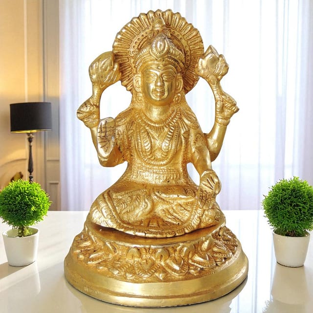 Brass Showpiece Laxmi Ji God Idol Statue - 4*4*5.5 inch (BS1040 L)