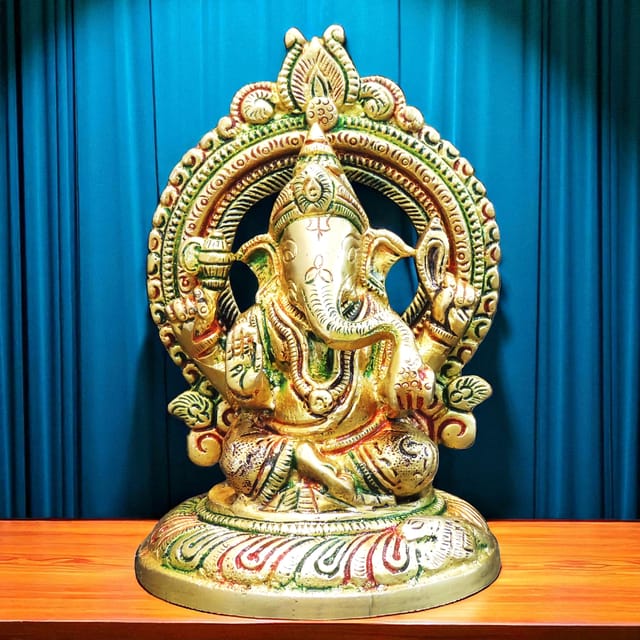 Brass Showpiece Ganesh Ji God Idol Statue - 3.6*3*5.5 Inch (BS1766 G)