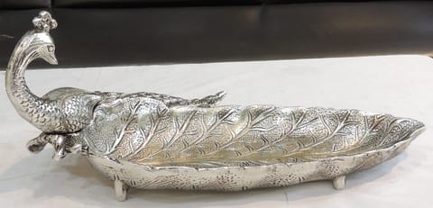 Aluminium Showpiece Peacock Plate - 12*7*5.5 Inch (AS508 S)