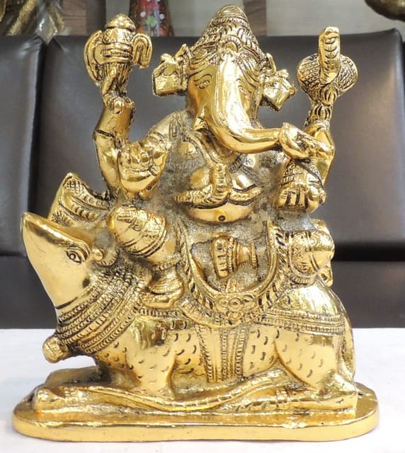 Aluminium Showpiece Ganesh Ji - 7*4*8 Inch (AS502 G)