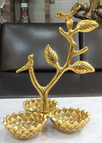Aluminium Showpiece Tree Branch Bowl - 8*8*11.5 Inch (AS493 C)