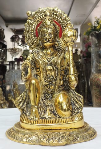Aluminium Showpiece Sitting Hanuman Ji - 7*7*10.5 Inch (AS489 G)
