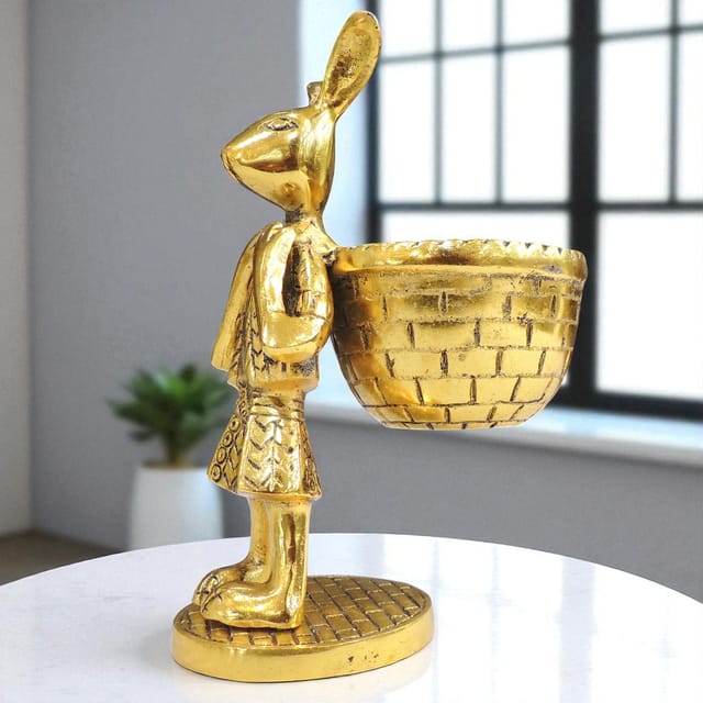 Aluminium Showpiece Rabbit Basket - 5*3.5*8 Inch (AS494 G)