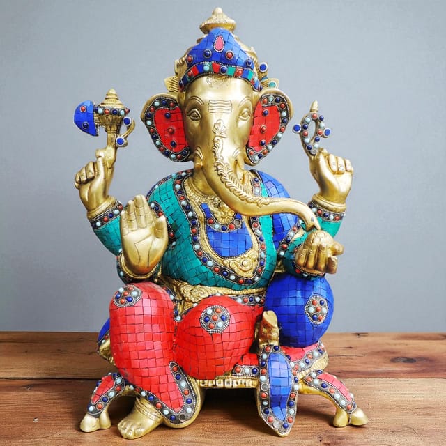 Brass Showpiece Ganesh Ji Statue-14*8*17.7  Inch (BS665)