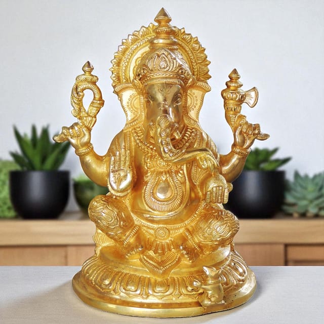 Brass Showpiece Ganesh Ji God Idol Statue - 5.5*4*7 inch (BS1025 G)