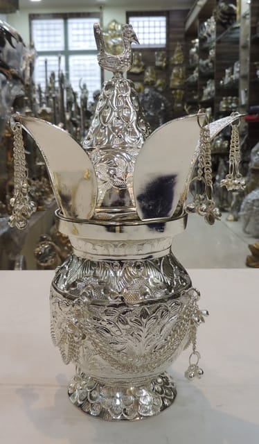 Brass Decorative Silver Kalash - 6.2*6.2*10 Inch (AT070 C)