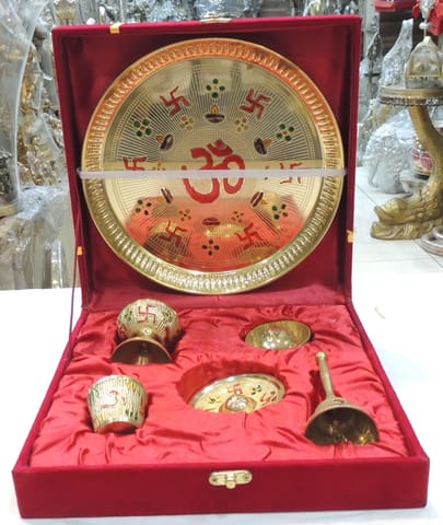 Brass Showpiece Thali Diwali Gifting Item - 9*9*0.5 Inch (B308 B)