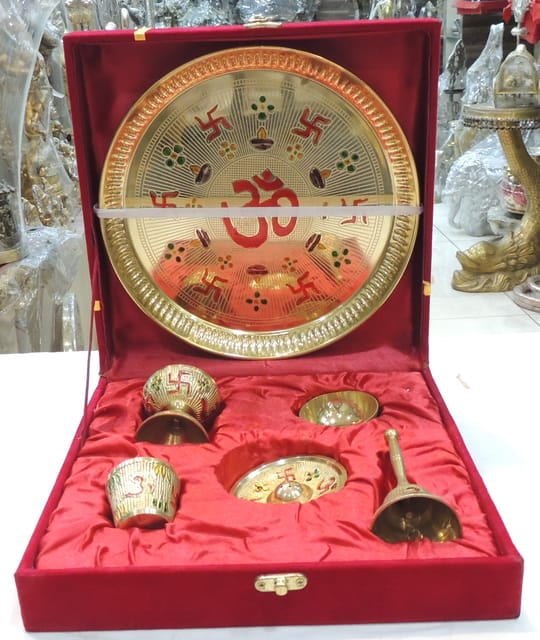 Brass Showpiece Thali Diwali Gifting Item - 9*9*0.5 Inch (B308 B)
