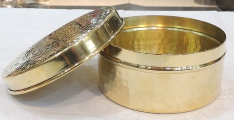 Brass Laddu Box - 4.5*4.5*2.2 Inch (Z645 C)