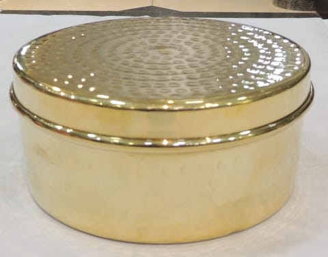 Brass Laddu Box - 5.2*5.2*2.5 Inch (Z645 D)