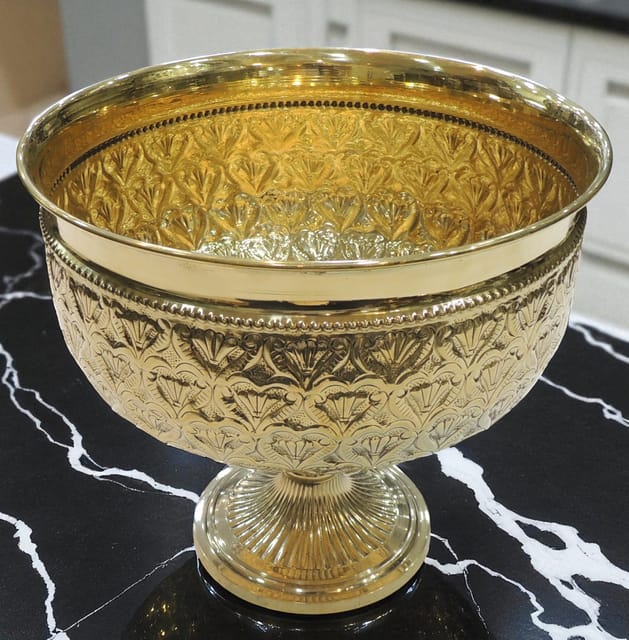 Brass Decorative Bowl With Stand - 9*9*10 Inch (AT073 E)