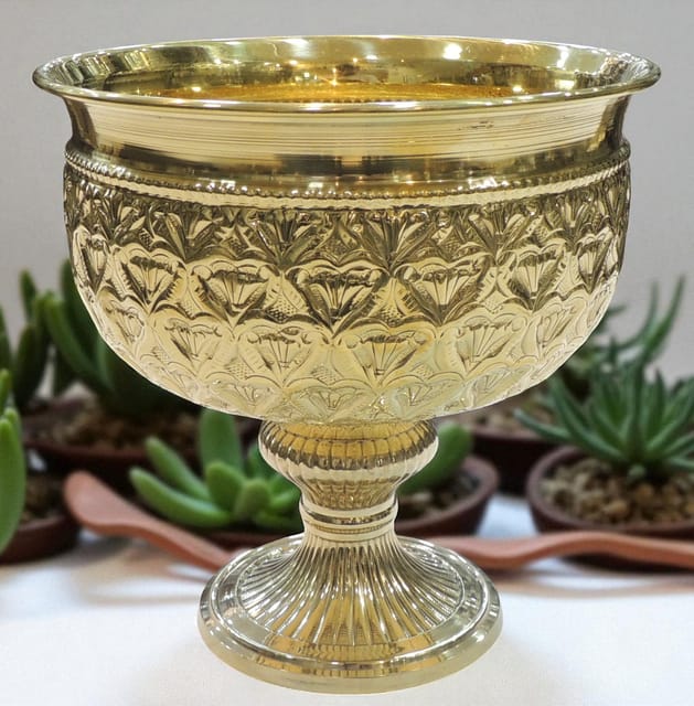 Brass Decorative Bowl With Stand - 8*8*8 Inch (AT073 D)