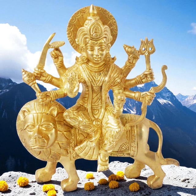 Brass Showpiece Durga Ji God Idol Statue - 6.5x2.5x8 Inch (BS1108 C)