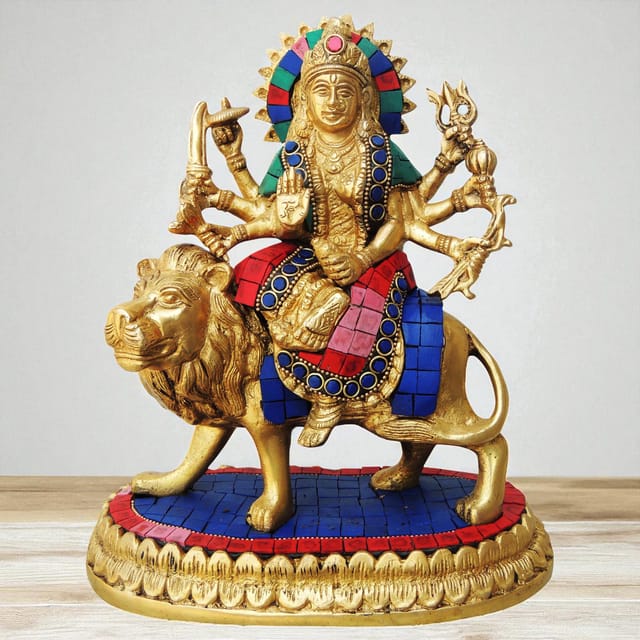 Brass Showpiece Durga Ji God Idol Statue - 8*4.5*9 inch (BS440)